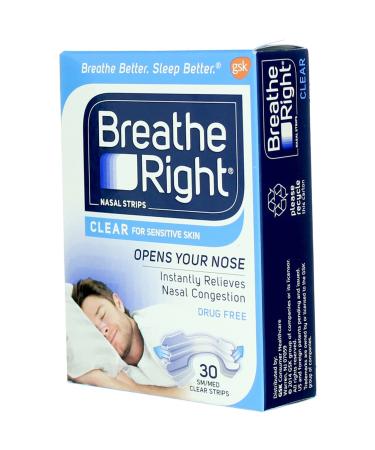 Breathe Right Clear Nasal Strips for Sensitive Skin - 30 Count x 3 Pack - Buy Online on GoSupps.com