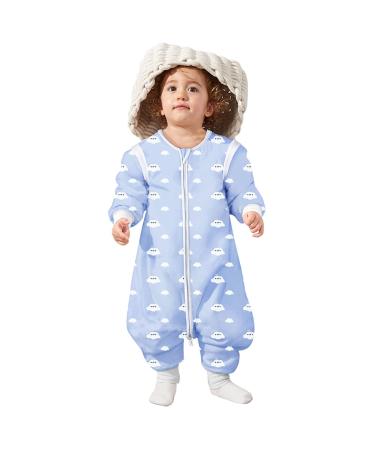 Lictin Baby Sleeping Bag 2.0TOG - Baby Sleep Sack Split Leg with Removable Sleeves Blue Sky and White Clouds Pattern for Infant Toddler from 75 to 95 cm 2.0 Tog Organic (Light Blue) 75 - 95 cm Blue