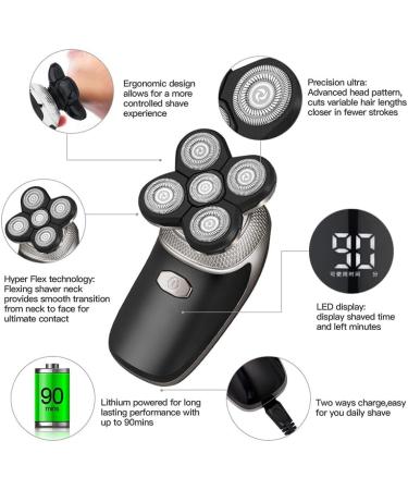 5D Floating Heads Electric Shaver - 5 in 1 Rechargeable Razor & Hair Clipper for Men | Nose & Ear Trimmer & Facial Cleaning Brush - International Shipping - Buy Online on GoSupps.com