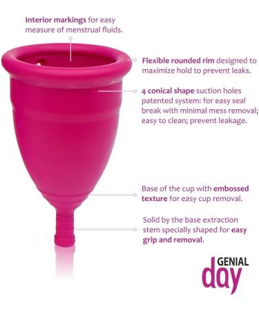 Genial Day Large Menstrual Cup for Comfortable Flow | Eco-Friendly & Reusable - Buy Online - Buy Online on GoSupps.com