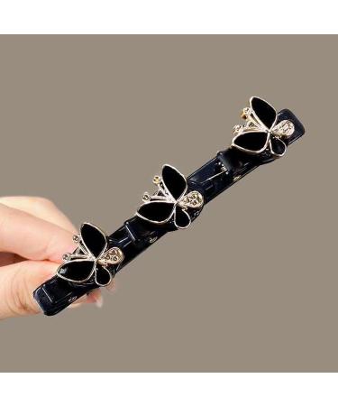 Satin Braided Hair Clips with Sparkling Crystal Stones - 4pcs Set for Women's Styling - Buy Online on GoSupps.com