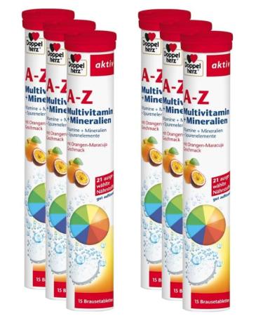 Queisser Pharma Doppelherz AZ Multivitamin and minerals and trace elements with orangemaracuja flavor 6x15 effervescent tablets