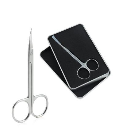 Qunzhao Cuticle Scissors for Women and Men Curved Stainless Steel with Tip Grooming Blades Manicure Nail for Dry Skin Nail Scissors (1)