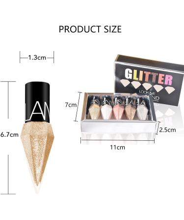 Shiny Glitter Liquid Eyeliner Kit - Waterproof Diamond-Shaped Eyeliner Set - Quick Dry Shimmer Silver Gold Beauty Makeup - 5 Colors - Buy Online on GoSupps.com