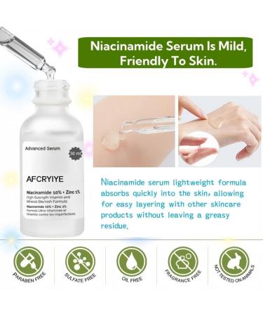 Niacinamide 10% + Zinc 1% Serum for Face Oil Control Acne Pore Minimizer & Blemish Reduction Lightweight Non-Greasy Facial Serum 30ml - Buy Online on GoSupps.com
