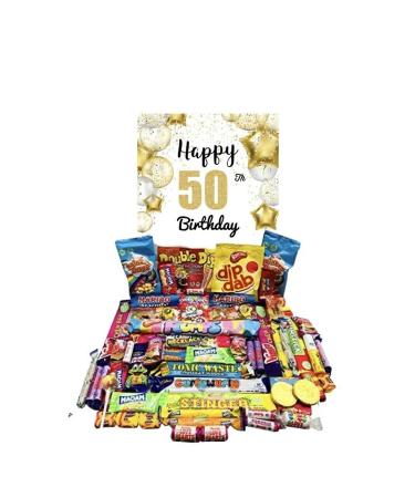Happy 50th Birthday Sweets Pick N Mix The Ultimate Retro Sweet Selection 70s 80s Box Sweet Hamper -Present Gift set Over 60 Sweet Nostalgia