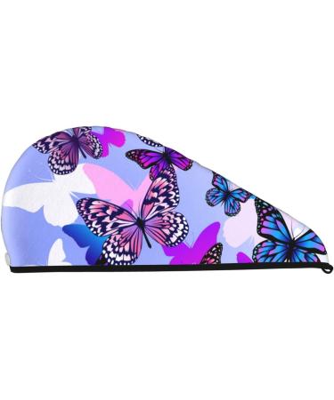 Flying Butterflies Microfiber Hair Towel - Super Absorbent Coral Velvet Wrap for Women - Quick Dry for Long Curly & Thick Hair - Buy Online on GoSupps.com