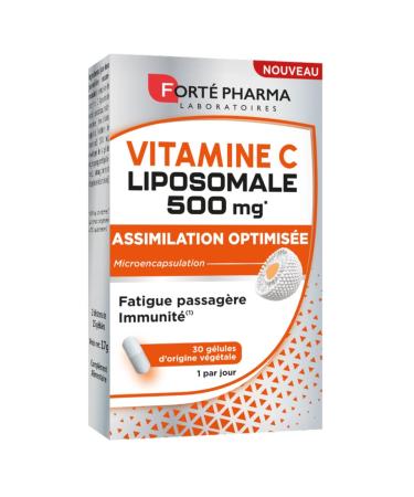 Fort Pharma Vitamine C Liposomale 500 mg | Compl ment alimentaire defense immunitaire & fatigue - Assimilation renforc e - G lules v g tales d s 12 ans - 30 g lules 1/jour Vitamine C Liposomale 500mg