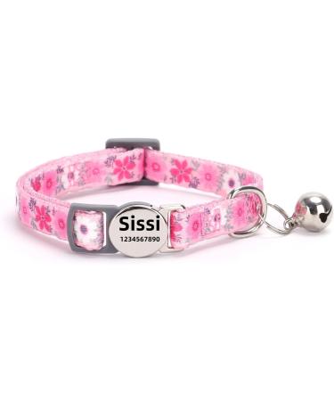 Personalized Moonpet Cat Necklace - Custom Name & Phone Number Safety Closure & Bell - Pink Flower Design - Buy Online on GoSupps.com