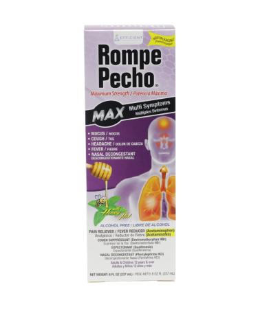 ROMPE PECHO MAX Multisymptom Severe Cold and Flu Syrup 8 FL Oz Bottle 8 Fl Oz (Pack of 1)