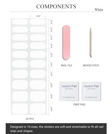 Wahrshei Nail Foils - 20pcs White UV Gel Nail Foil Self-Adhesive Stickers | Gel Polish Wraps for Stunning Nail Art - Buy Online on GoSupps.com