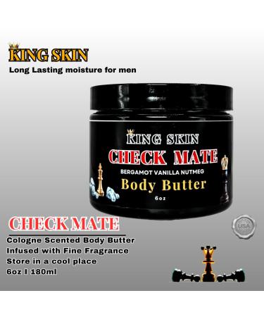 KING SKIN CheckMate Body Butter I Infused with Fine Fresh Fragrance with notes of Bergamot Vanilla & Cedarwood I Packed with Shea Butter & Avocado I Long Lasting Deep Hydration for Men I 6 oz - Buy Online on GoSupps.com