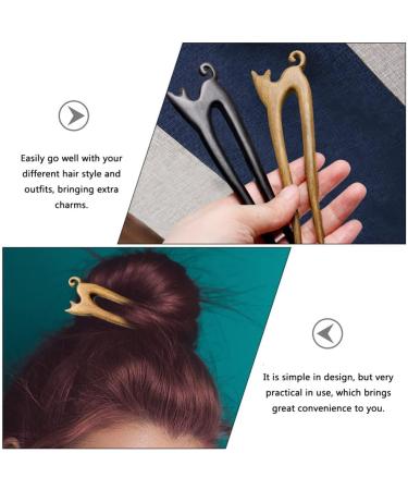 Lurrose Hairpin Chinese hair stick French Hair chinese wooden hair stick hanfu hair stick wedding hair stick bridal hair accessories women wood hair fork bride China cheongsam Sandalwood Yellow - Buy Online on GoSupps.com
