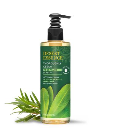 Desert Essence Thoroughly Clean Face Wash with Tea Tree Oil Natural Facial Cleanser with Castile Soap & Coconut Oil For Oily & Sensitive Skin Vegan & Cruelty-Free (8.5 Fl Oz)
