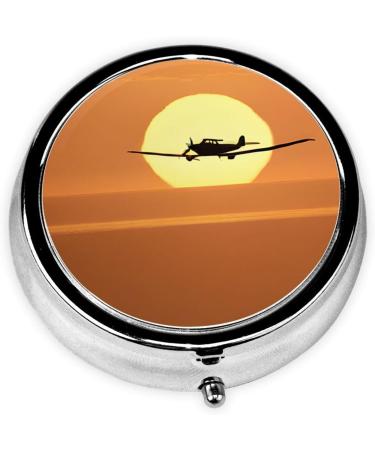 Aircraft Plane Sunset Mini Round Pill Box | 3 Compartment Travel Organizer | Portable Medicine Case for Home & Office - Buy Online on GoSupps.com