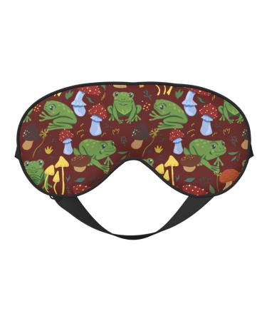 Frogs and Mushrooms Sleep Mask Adjustable Double -Sided Eye Mask Soft Sleeping Eye Covers for Sleeping Perfect Shading Reduce Eye Edema