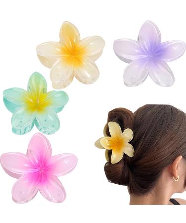 hair clip Armastuse 4 Pcs Flower Hair Clips Set For Women And Girls Flower Hair Clips Large Plumeria Clips Hibiscus Hair Clips for Gilrs Women Thick Long Hair Thin Hair(4 colors)