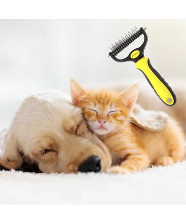 Jaswell Subfellbrush for Dogs & Cats Premium De-Shedding Brush for Medium to Long Hair & Undercoat - Yellow - Buy Online on GoSupps.com