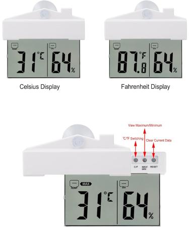 Yunseity Digital Thermometer Hygrometer for Reptiles | LCD Hygrometer with Suction Cup for Terrarium - Accurate Temperature & Humidity Monitoring - Buy Online on GoSupps.com