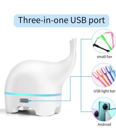 MissRHEA Small Elephant Essential Oil Diffuser 120ml - USB Kids Ultrasonic Aroma Humidifier with 7 Color Night Light for Bedroom, Baby Room, Home & Office - Buy Online on GoSupps.com