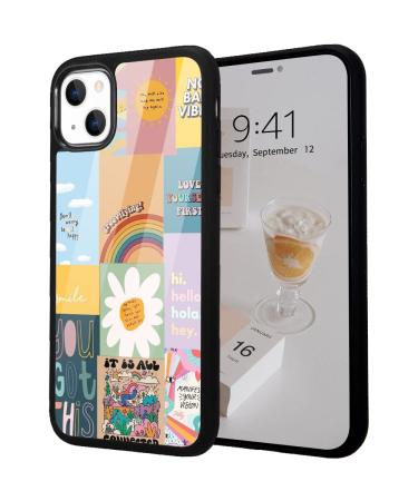 Idocolors Cute Colorful Collage Phone Case Compatible with iPhone 15 Pro Funny Words Durable Firm Protection Case Shockproof Dustproof Soft TPU Bumper Scratch Resistant Cover for iPhone 15 Pro iPhone 15 Pro Words