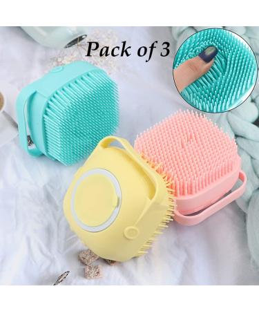 Silicone Body Scrubber Set | Exfoliating Bath Brush Combo | Shower Massage Scrubber | Easy to Clean | Yellow Blue Pink - Buy Online on GoSupps.com