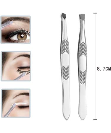 Professional Stainless Steel Eyebrow Tweezers Set - 2pcs Precision Hair Removal & Ingrown Hair Solution - Buy Online on GoSupps.com