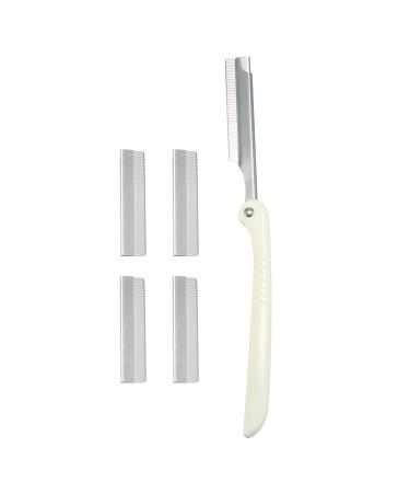 VOCOSTE Eyebrow Razor Removable Facial Razor Stainless Steel Eyebrow Trimmer Tool with 5 Blades White