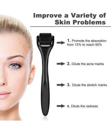 LOPHE Derma Roller 0.5mm Microneedle Derma Roller for Men and Women Professional Microneedling Derma Needling Micro Needle Roller Facial Wrinkles Hair Loss Stretch Marks Hair Regrowth Black head + black handle - Buy Online on GoSupps.com
