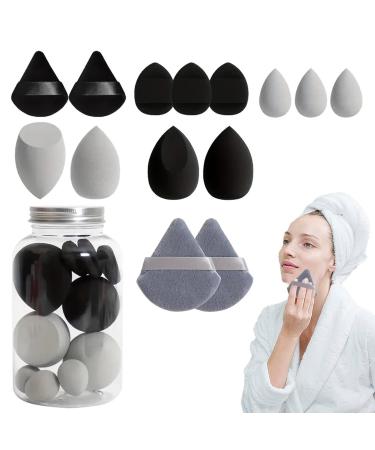 Setting Face Puff - Beauty Makeup Sponge Set - Portable Makeup Puff Blender Sponges Powder Puff for Blending Foundation Cream Black