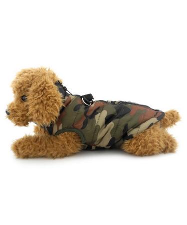 SELMAI Camo Waterproof Small Dog Cat Winter Coat Quilted Vest Jacket Harness with D-ring Pet Puppy Puffer Coat Chihuahua Cold Weather Clothes Boy Apparel Army Green XS XS (Back: 23cm Chest: 28cm) Green Camo - Buy Online on GoSupps.com