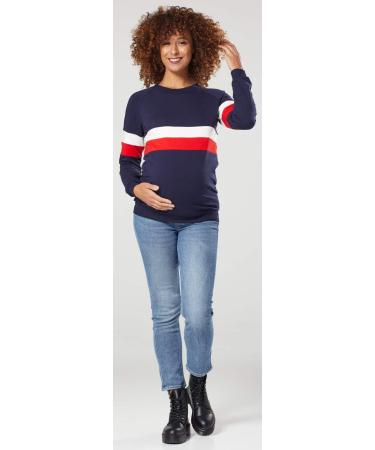 Zeta Ville Maternity Nursing Zipped Sweatshirt 1110 - Navy, Size 14 | Striped Jumper - Buy Online on GoSupps.com