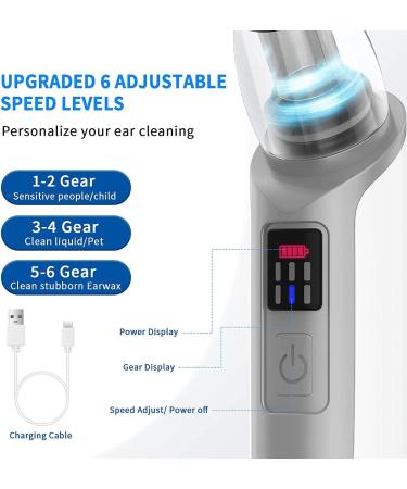 Ear Vacuum 6 Gear Strong Suction KDO Ear Wax Remover Kit - Safe & Soft Silicone Tips for Adults, Kids, Humans & Pets - Buy Online on GoSupps.com