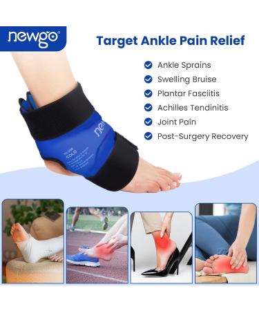 Newgo Fleece Cooling Pads for Ankle Pain Relief | Ice Cold Cooling Belt & Socks for Foot Injuries | Ankle Swelling & Sprains - Dark Blue & Black - Buy Online on GoSupps.com