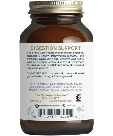 Organic Non-GMO Vegan Ginger Extract Capsules - 425mg | Pure Synergy SuperPure | 60 Capsules - Buy Online on GoSupps.com