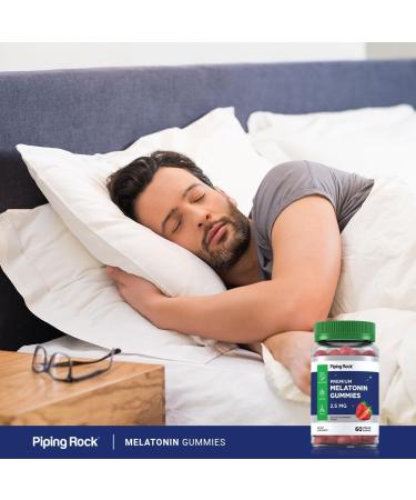 Piping Rock Melatonin Gummies 2.5 mg | 60 Count | Strawberry Flavor Gummy | Vegan Non-GMO Gluten Free Supplement - Buy Online on GoSupps.com