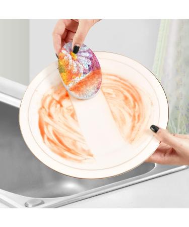 3-Pack Cleaning Kitchen Sponges Oval Oil Painting Daisy Flowers Kitchen Cellulose Dishwashing Wood Pulp Cotton - Buy Online on GoSupps.com
