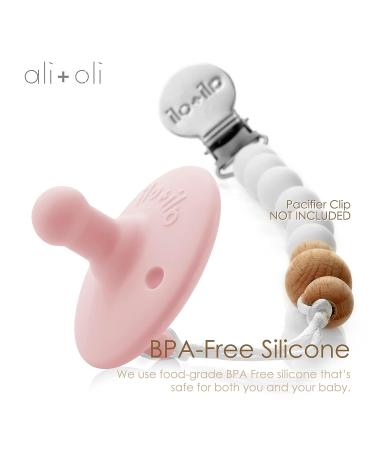Ali+Oli Original Round Pacifier Set - Oat & Coco | Set of 2 BPA-Free Silicone Newborn Pacifiers | Baby Binkies with Concaved Shield | Compatible with Holder Clips - Buy Online on GoSupps.com