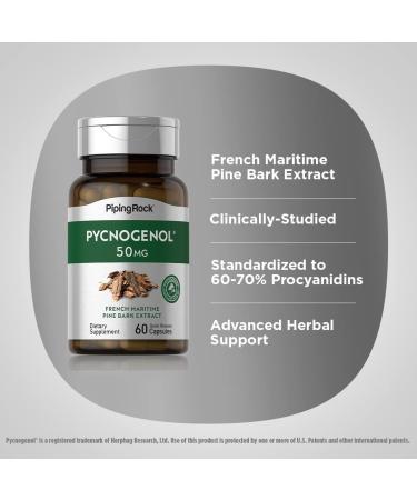 Piping Rock Pycnogenol 50mg | 60 Capsules | Non-GMO & Gluten-Free Supplement - Buy Online on GoSupps.com