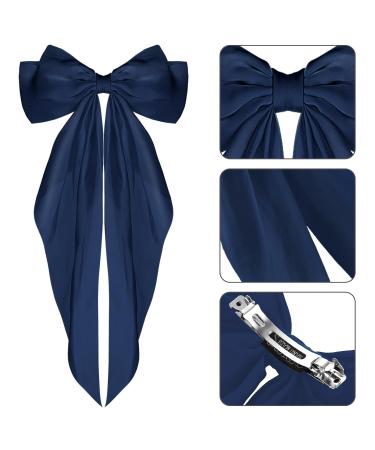 Buy Wllhyf Navy Blue Hair Clips - Big Bow Satin Hairpins & 90s Accessories for Women & Girls - Buy Online on GoSupps.com