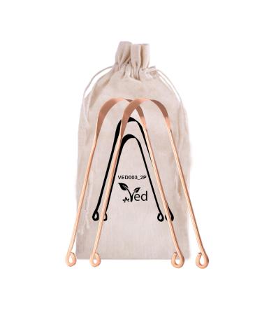 Ved tongue scraps made of copper tongue cleaner 2 pieces - natural breath freshness and intolerator with an environmentally friendly travel bag.