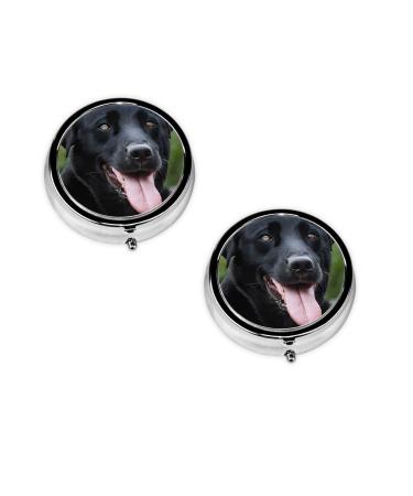 (Rottweiler Wallpaper) Round Pill Box 3 Compartment Pill Box Mini Decorative Pocket Purse Portable Travel Medicine Tablet Vitamin Holder Organizer Pill Case
