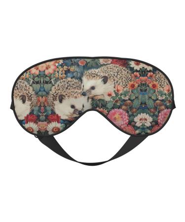 SSIMOO Floral Hedgehogs Sleep Mask-Adjustable Breathable Fashionable Eye Mask for A Comfortable Sleep Experience Black