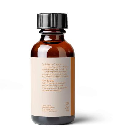 Brilliance C Face Serum by Pure Body Naturals | 1 fl oz (30 ml) - Vitamin C Anti-Aging Skincare - Buy Online on GoSupps.com