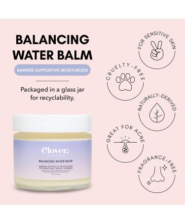 Clover Balancing Water Balm | Natural Gel-Cream Moisturizer for Sensitive Skin | Hydrates Soothes & Smooths with Linoleic Acid Ceramides & Peptides | Cruelty-Free & Vegan Face Cream - 60 ml - Buy Online on GoSupps.com