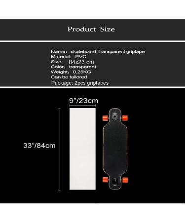 9x33 Clear Skateboard Grip Tape Sheet 2 Pack - Bubble Free Waterproof Scooter & Longboard Griptape by ZUEXT for Rollerboard, Stairs, Gun, Pedal, Pistol, Wheelchair - 84x23cm - Buy Online on GoSupps.com