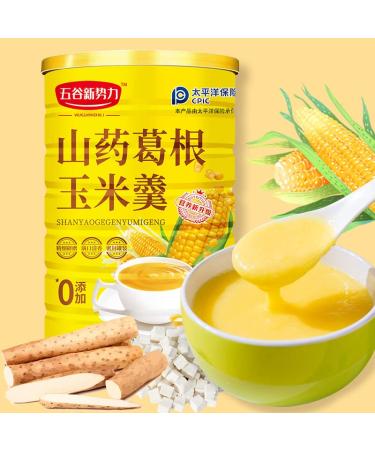 Chinese yam red dates and corn soup 600g/can Nutritional breakfast meal substitute powder Healthy breakfast corn Congee Convenient cereal breakfast Chinese snacks (1 can) 1 Count (Pack of 1)