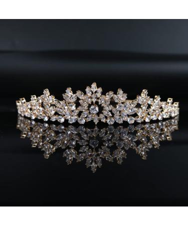 QXMYOO Small Wedding Tiara for Women - 5A Cubic Zirconia Bride Headpiece for Quinceanera 2023 (Gold) - Buy Online on GoSupps.com