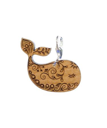 Miniblings Wal Charm Zipper Pull Animal Wood Printed Blue Wall Ocean Sea - Handmade Fashion Schnell I Silver Silver - Betel pendant Betel bracelet - Pendant for bracelet