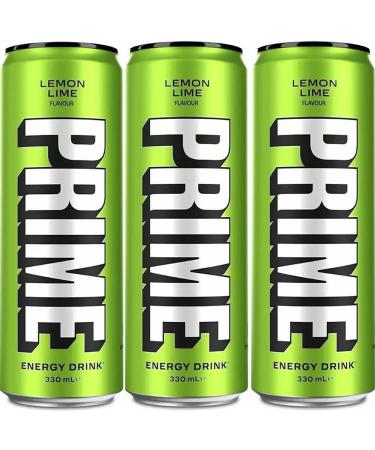 Prime Energy Drink Lemon Lime Can 330ml 3 Pack KSI & Logan Paul